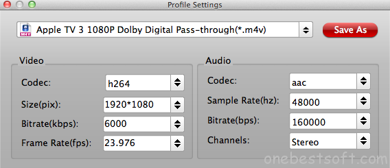 Apple TV video settings