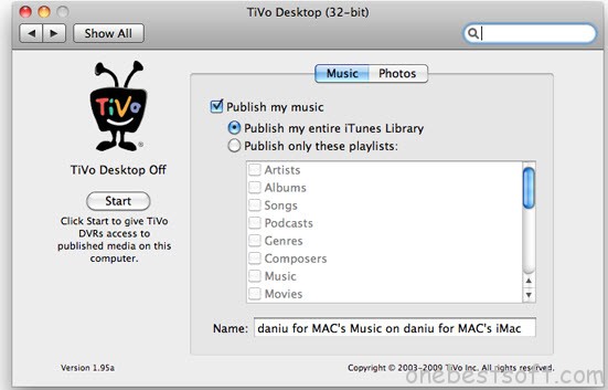 TiVo Desktop software for Mac